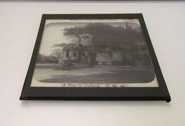 GWW Glass Magic lantern slide WADHAM COLLEGE GARDENS C1890 OXFORD 2