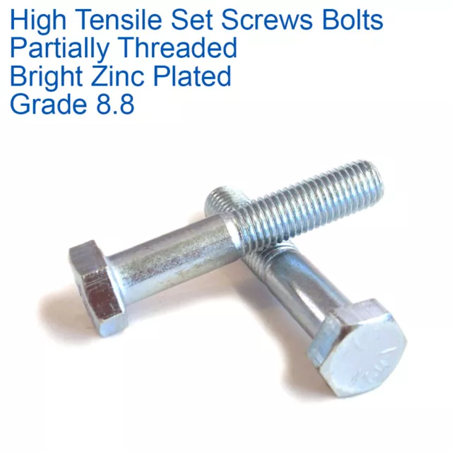 HIGH TENSILE HEXAGON PARTIALLY THREADED BOLTS ZINC PLATED DIN 931 M10 - 10mm