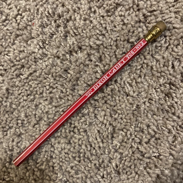 Rare VTG Dixon Cadet 706 No 2 Wood Pencil Unsharpened Red White Stripes USA Made