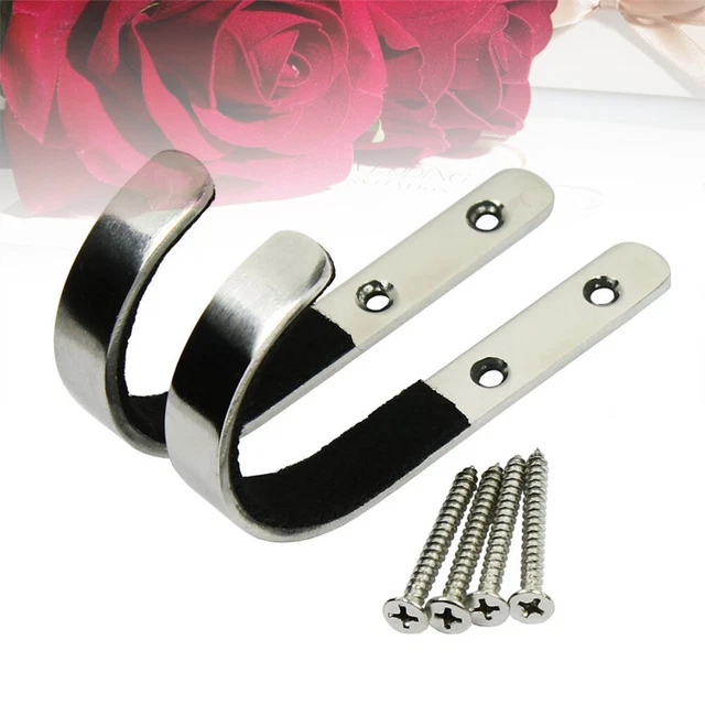 2 PCS/Set Rack Wall Mount 1 Wall Mounted Hooks Hanger Hooks Stainless Steel