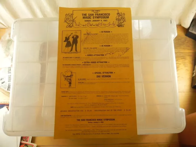 San Francisco MAGIC SYMPOSIUM Flyer 14" by 8"  Signed Carol Roy & Marvyn Roy