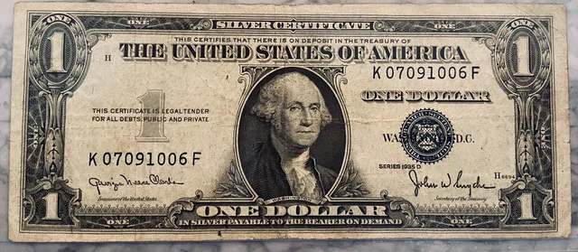 1935 and 1957 One Dollar Blue Seal Note Silver Certificate Old US Bill $1 Money 3