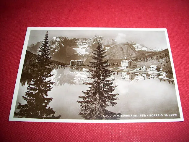 Cartolina Lago di Misurina - Sorapis - Veduta 1940 ca