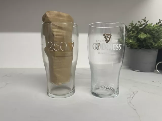 2 x Official Guinness 250 250th Anniversary Official Branded Pint Glass Man Cave