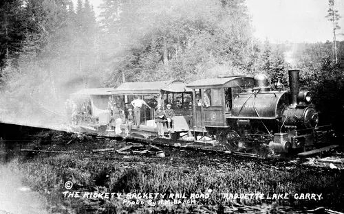 Rickety Rackety Railroad Train Raquette Lake New York NY Reprint Postcard