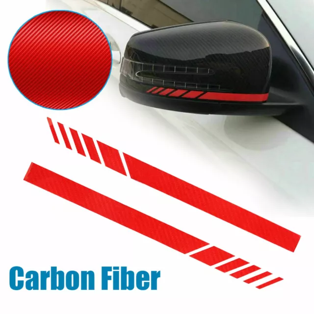 2X Car Rearview Mirror Decoration Carbon Fiber 5D Sticker Stripe Decal