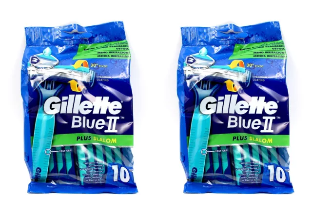 20x Gillette Blue 2 II Plus Slalom Einwegrasierer Nassrasierer