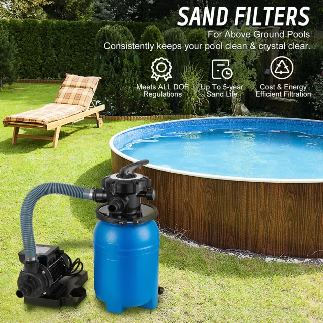 10" Sand Filter Above Ground with 1/3HP Pool Pump 2640GPH Flow Up to 10000Gallon 3