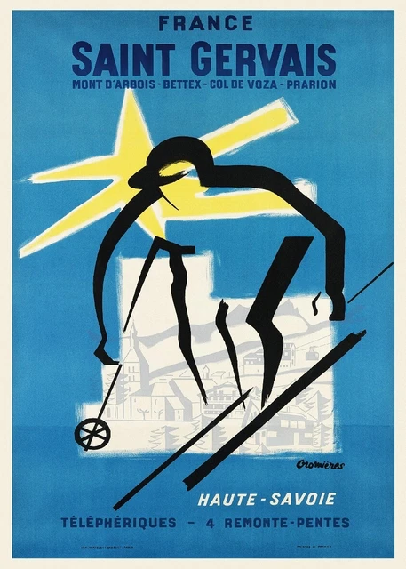 TOURISME ST GERVAIS les BAINS SKI Rlvi-POSTER HQ 60x90cm d'une AFFICHE VINTAGE