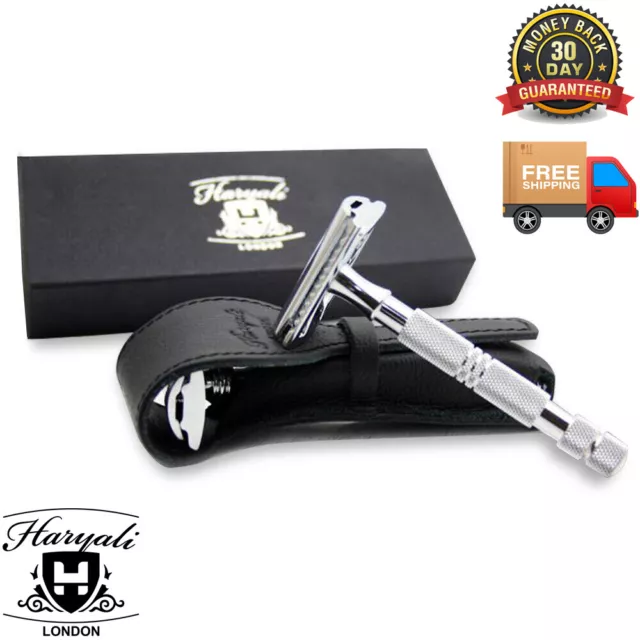 Classic Stainless Steel Double Edged Safety Razor Mens Shaver with Travel Cover