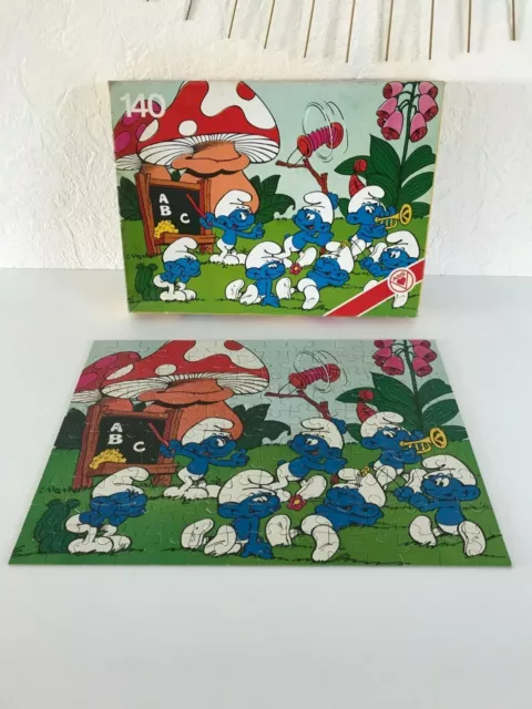 🎀 Ancien Puzzle Les Schtroumpfs Peyo Complet 140 Pièces Vintage