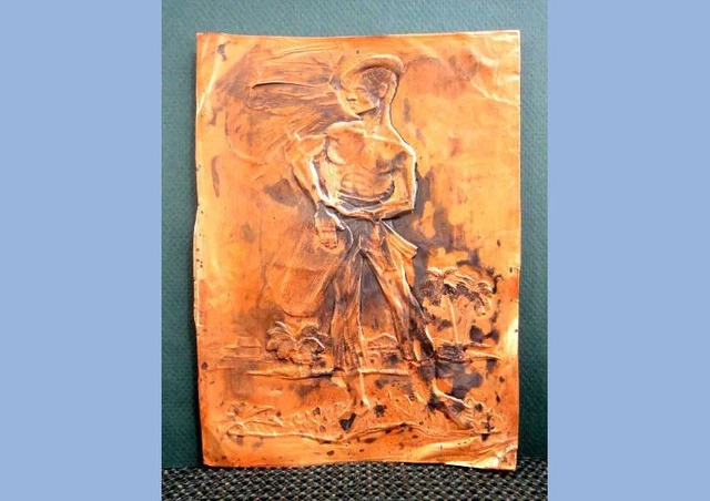 DE COLECCIÓN ARTE DE COBRE EN RELIEVE ~ NEGRO NATIVO DUMMER en ISLA ¿Tahití?