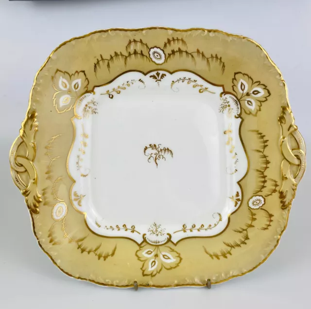 c1835 Antique 19thc Minton Cake Plate #5370 English Porcelain 10 & 3/8 Gold Gilt