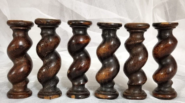 6 Barley twist turned spindle Column Antique french architectural salvage 4.8 in 10