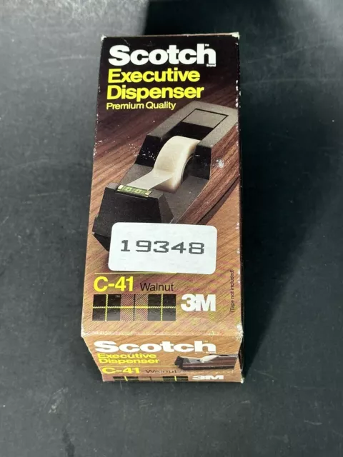 Vintage Scotch 3M C-41 Wood Grain Executive Tape Dispenser, New In Box 1996
