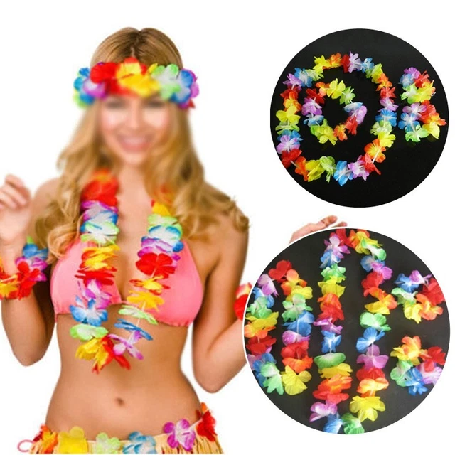 Style hawaïen 4 pièces robe de plage fleur colorée Leis mignonne guirlande co