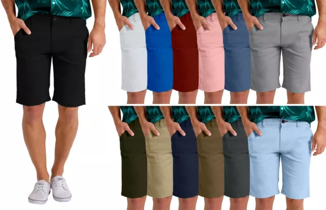 Mens Stretch Chino Shorts Slim Fit Casual Chino Half Pants Summer Cotton Shorts