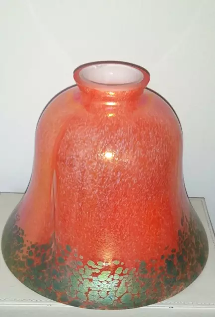 Heron Glass Light / Lamp Shade - Wide Bell - Orange and Green - Hand Blown in UK