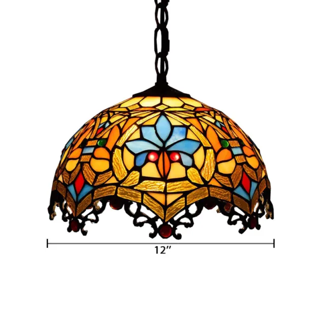 Tiffany Style Victorian Single Light Hanging Ceiling Pendant Light Lamp 12" 2
