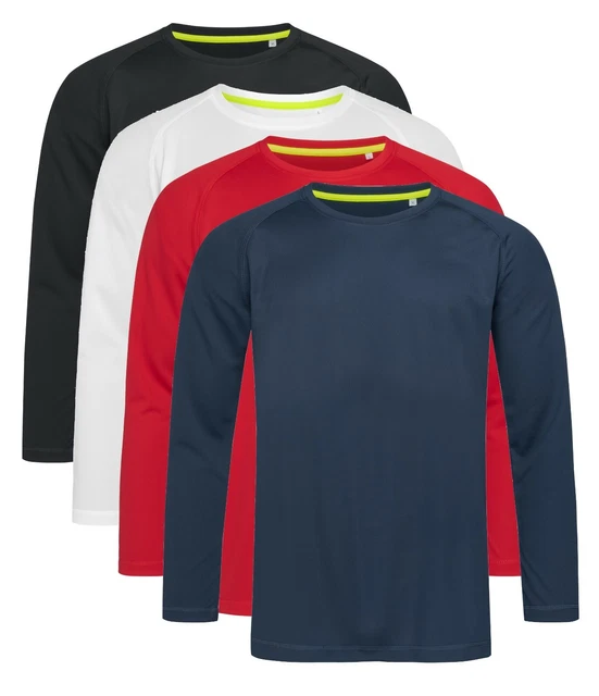 ACTIVE-DRY Plain Breathable Polyester Long Sleeve Sports T-Shirt Tshirt No Logo