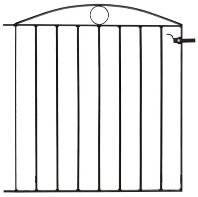 METAL GARDEN GATE BLACK WROUGHT IRON, TO FIT 93 - 98cm WIDE OPENING, LOCKABLE 2
