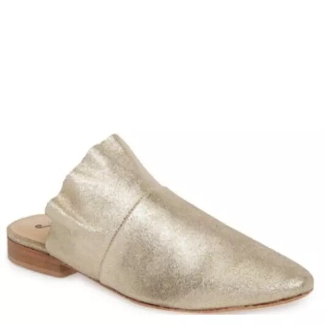 FREE PEOPLE SIENNA Gold Metallic Ruffled Leather Mules Womens Size 38 US 8 20.65 PicClick