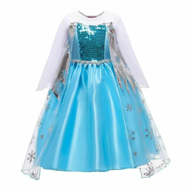 Costume Fantasia Principessa Congelato Compleanno Ragazze Festa Cosplay Elsa Anna Abito Regalo 8