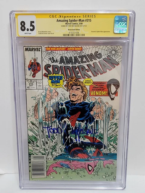 AMAZING SPIDER-MAN 315 CGC SS 8.5 VF+ Newsstand Signed Todd McFarlane 1988 Venom