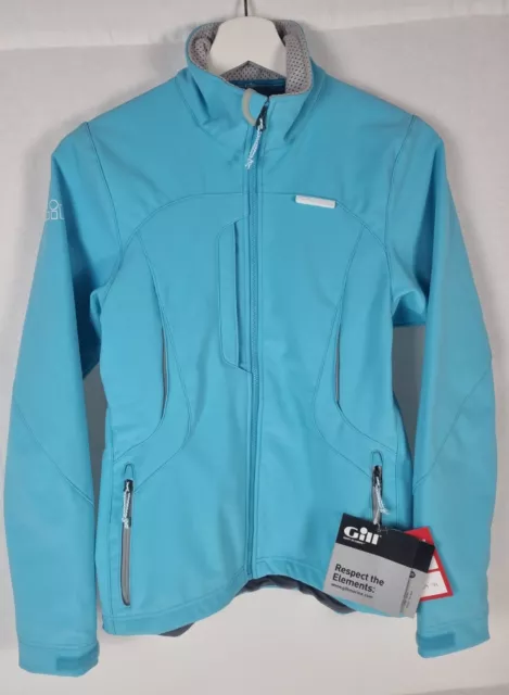 Gill womens size 8/S sky blue waterproof softshell jacket, full-zip RRP £105