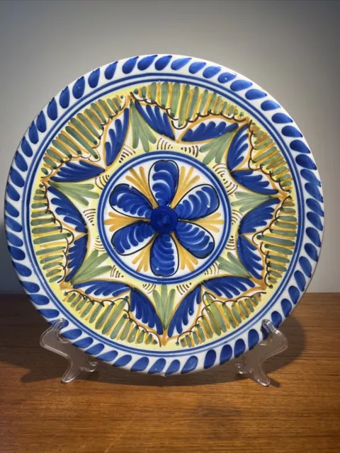 Mexican Talavera Ceramic Floral Pottery Handmade Round Serving Dish Bowl 11”