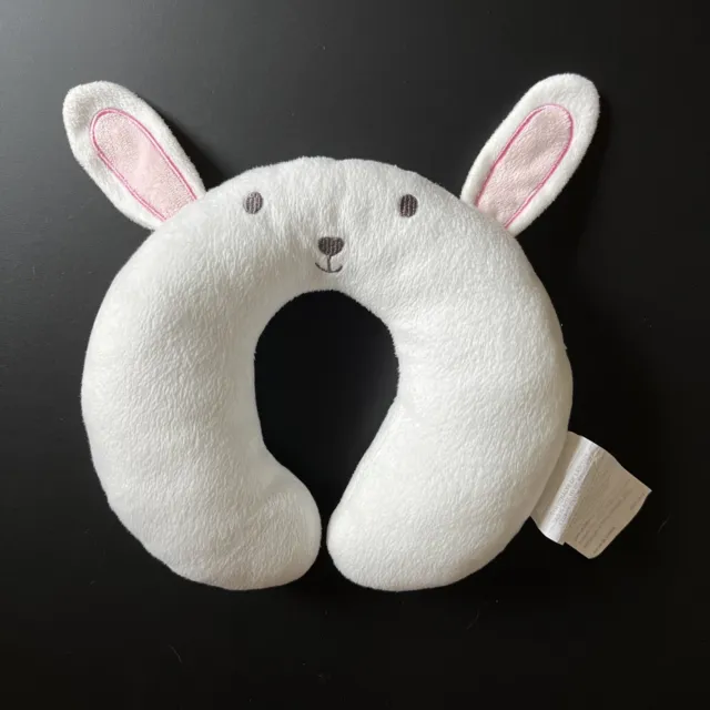 Infant Baby White Bunny Plush Neck Support Travel Pillow Neck Rest S.L. Home