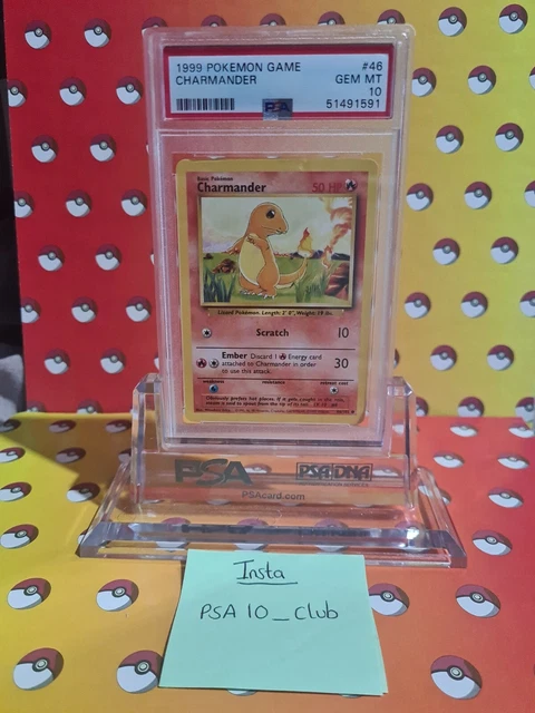 Charmander 46/102 Base Set Common PSA 10 Pokemon Card 1999