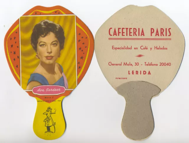 LÉRIDA año 1959 Pay Pay de cartón de tipo PUBLICITARIO Ava Gardner. Serie 7.