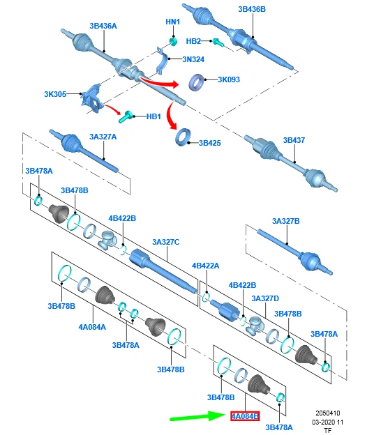 FORD TRANSIT CUSTOM MK1 Front Drive Shaft Inner Boot Kit 2550829 NEW