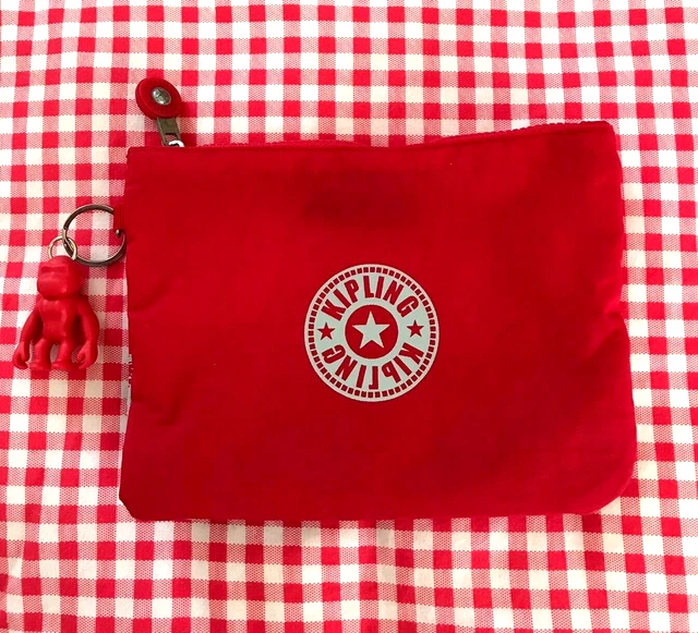 New- Kipling Cosmetic Accessory Toiletries Travel Zipper Pouch  ~ Red