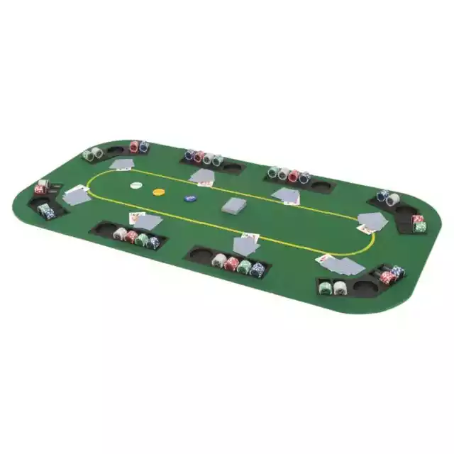 8-Player Folding Poker Tabletop 4 Fold Rectangular Green Card Table vidaXL