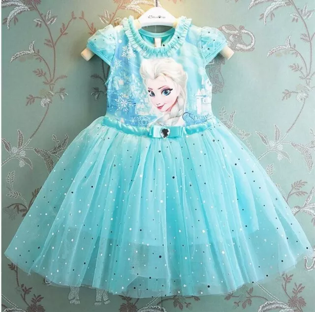 Bellissimo abito Elsa Frozen Disney bambina 2-10 anni tutu vestiti principessa