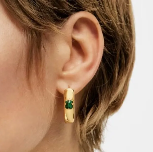 TOUS EARRINGS ICON Color hoop earrings in silver vermeil - malachite 925  earring $69.00 - PicClick