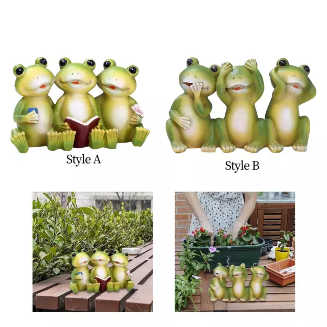 Frog Statue Cute Creative Cartoon Animal Sculpture Tabletop Ornament Decorative