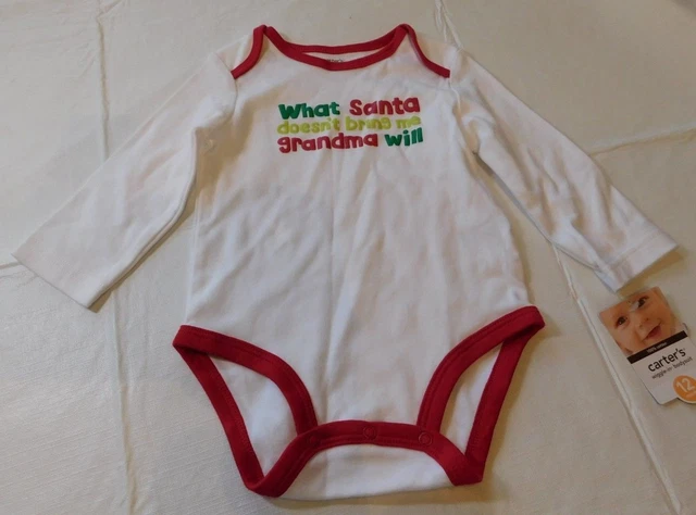Carters Bambina Bambino Body one piece Maniche Lunghe Natale 12 Mesi Nwt