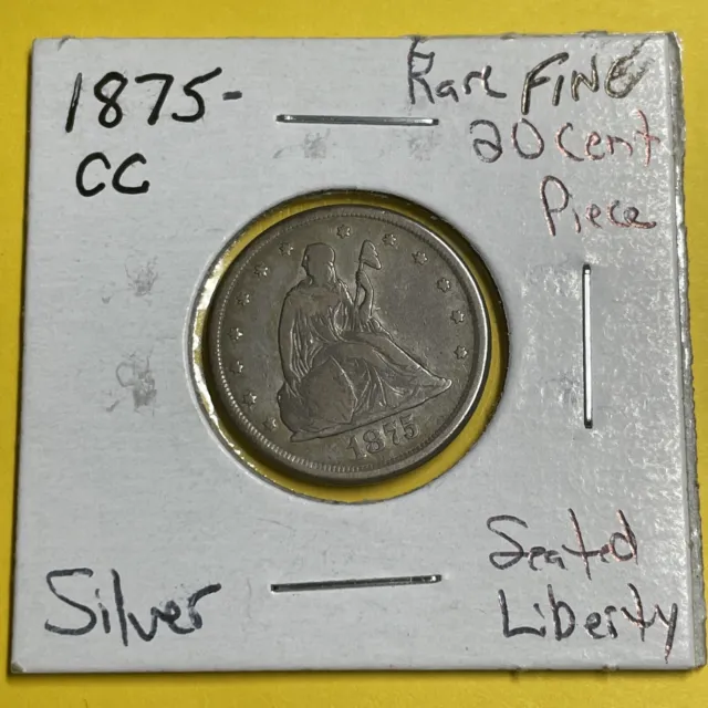 1875-CC Twenty Cent Piece Seated Liberty Silver Rare Low Mintage Toning