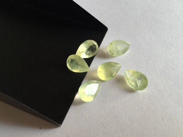 50 Pezzi Naturale Prehanite 10x14mm Pera Sfaccettato Taglio Sfuso Gemma Ab-177