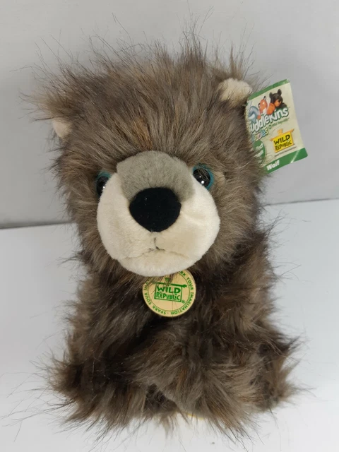 WILD REPUBLIC WOLF Plush Soft Stuffed Animal 13" Brown Cuddlekins with