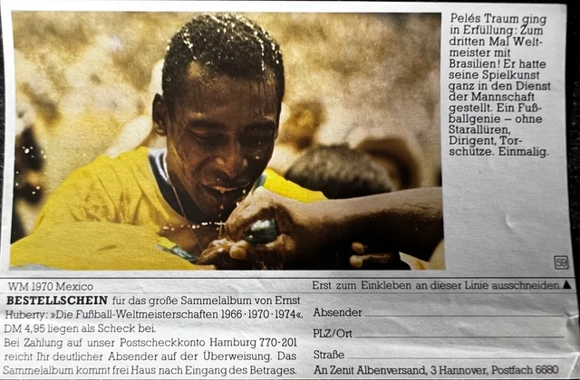 Sprengel Sammelbild Nr. 59 E.Huberty Fußball WM 66-70-74 1970 Brasilien Pelé