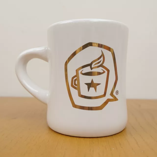 DARK MATTER COFFEE MUG White w/Gold Logo Thick Diner Style Chicago Bean Roasters