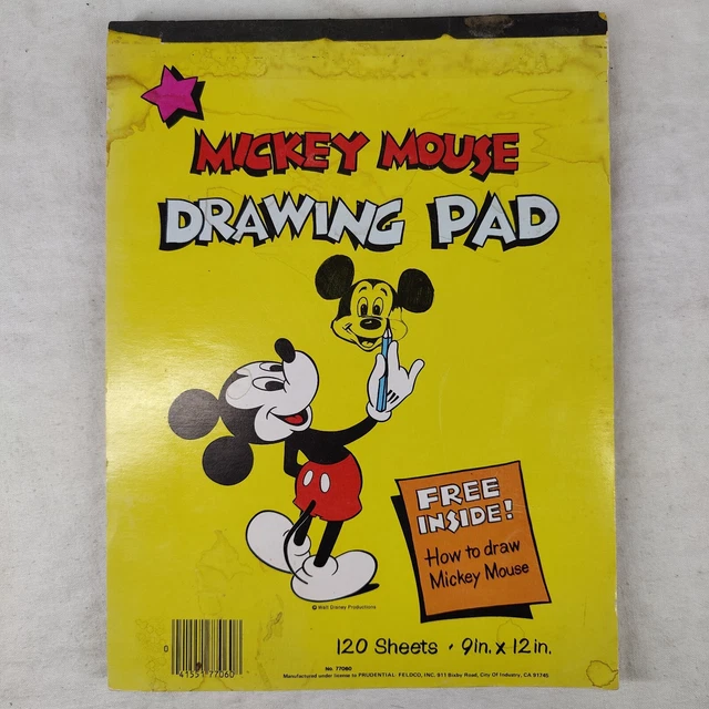 RARE VTG 1970S MICKEY MOUSE DRAWING PAD (HOW TO DRAW MICKEY) 9” x 12