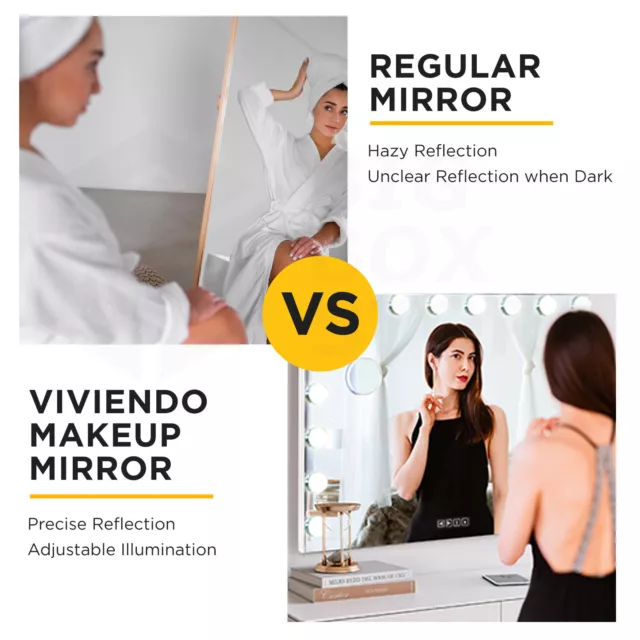 Viviendo Hollywood LED Lighted Makeup Mirror with Dimmable Bulbs White 3