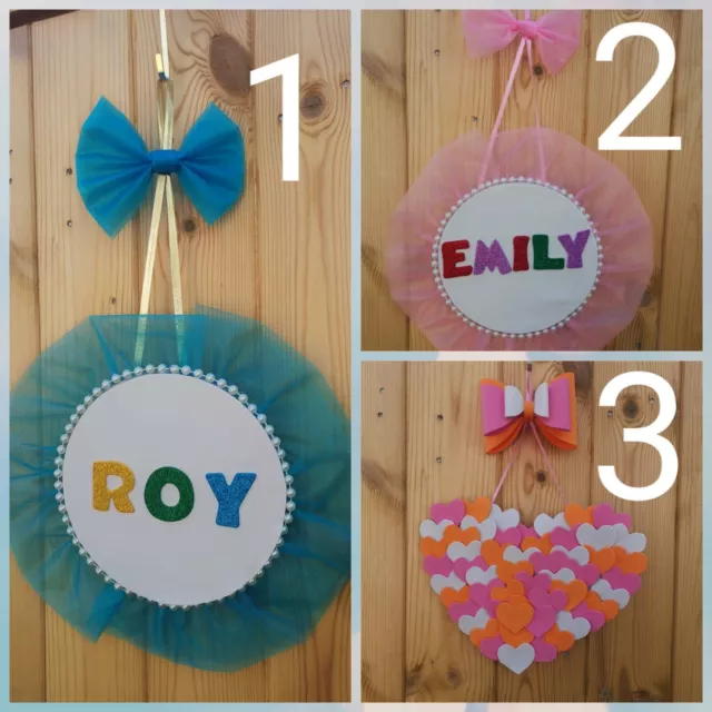 Handmade Personalised Children's Sign Any Name, Kids, Door Bedroom Decoration