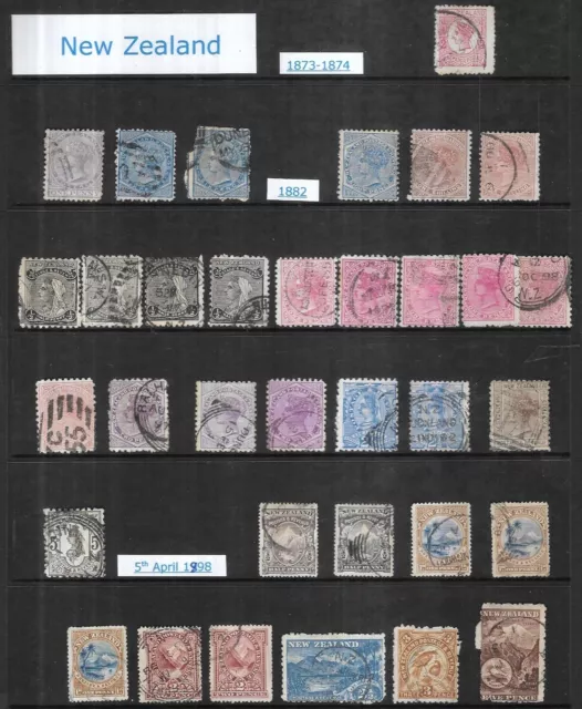 Quantity 1873 - 1898 New Zealand Postage Stamps, Queen Victoria, Used, 19Thc.