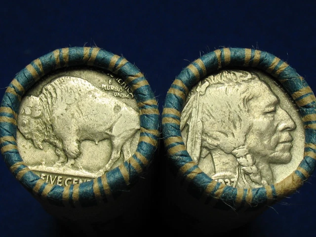 One Shotgun Roll Of (40) Buffalo Nickel Five Cent Pieces Old Coin Lot! 1913-1938